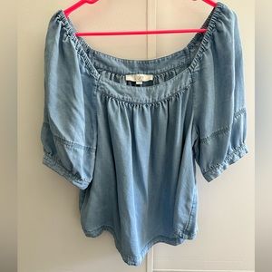 Loft Square Neck Puff Sleeve Top